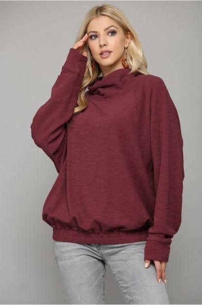 Keep on Movin'- mock neck dolman top with waist elastic - Esme and Elodie