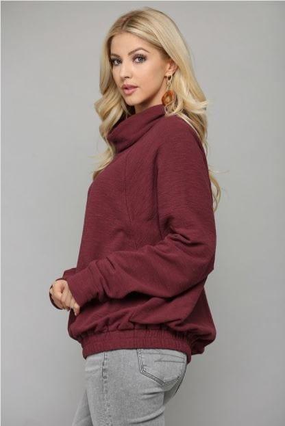 Keep on Movin'- mock neck dolman top with waist elastic - Esme and Elodie