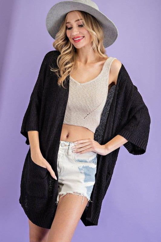 Kimono style slouchy cardigan in black - Esme and Elodie