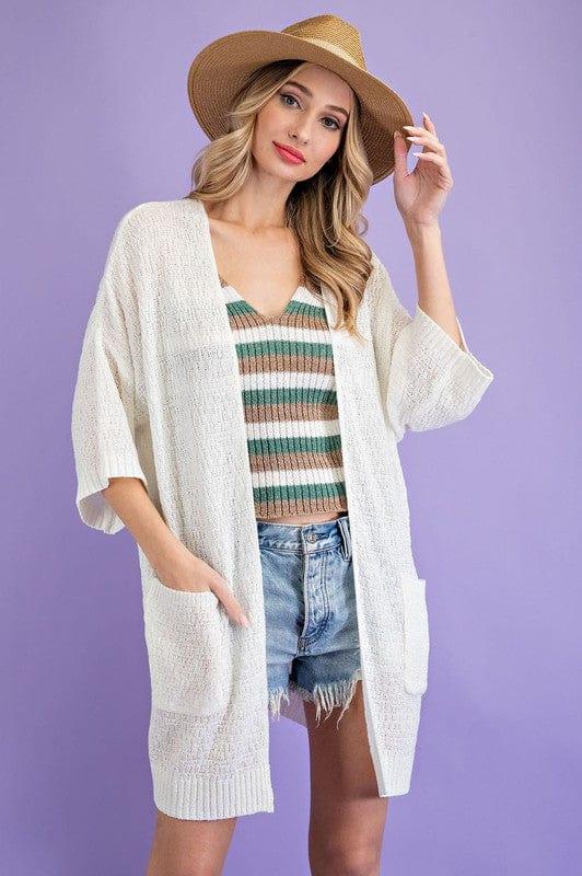 Kimono style slouchy cardigan in Off White - Esme and Elodie