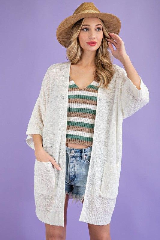 Kimono style slouchy cardigan in Off White - Esme and Elodie