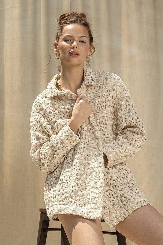 Women's Knit Lace jacket with slouchy fit - Esme and Elodie