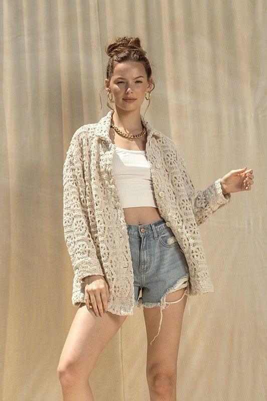 Women's Knit Lace jacket with slouchy fit - Esme and Elodie