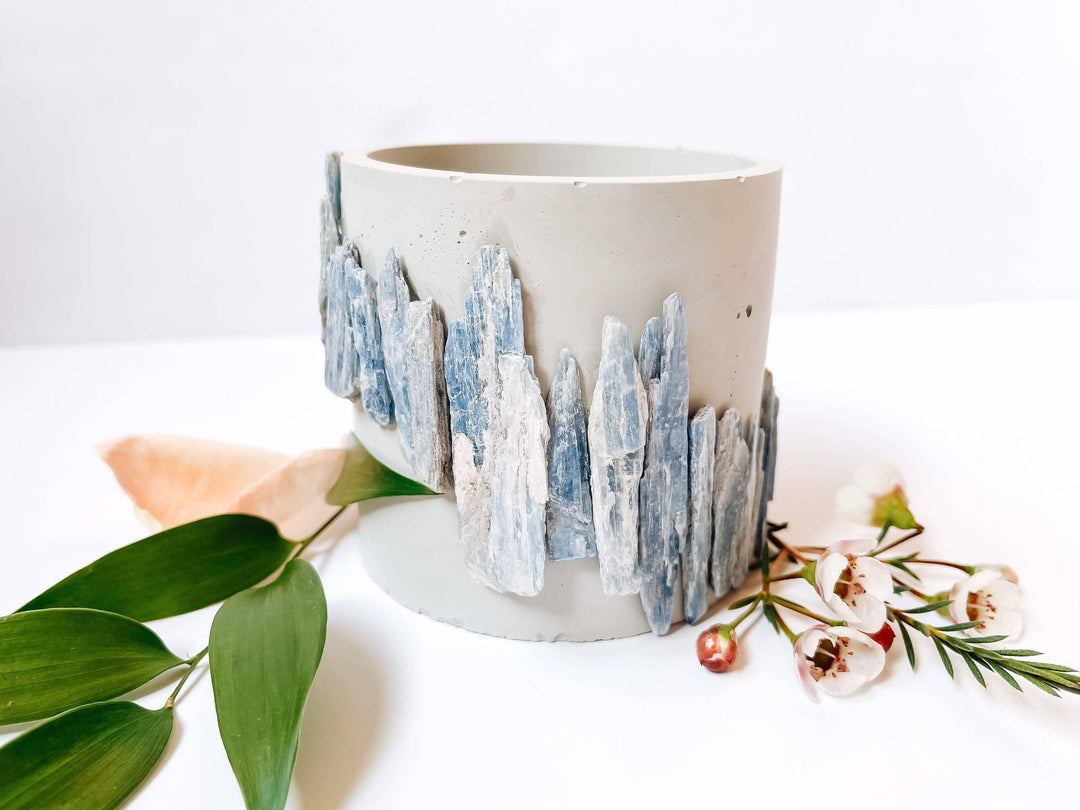 Large Blue Kyanite Cement Planter - Esme and Elodie