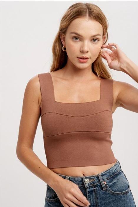 Latte- womens sweater wide strap cami sweater - Esme and Elodie