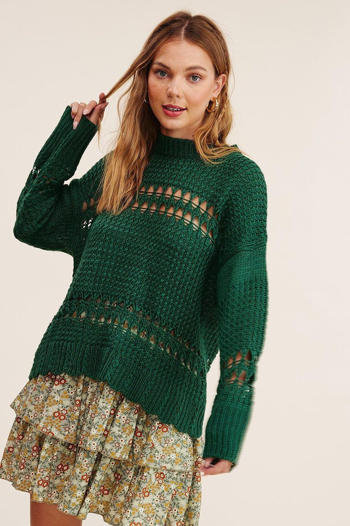 Light weight knit pull over sweater in Green - Esme and Elodie