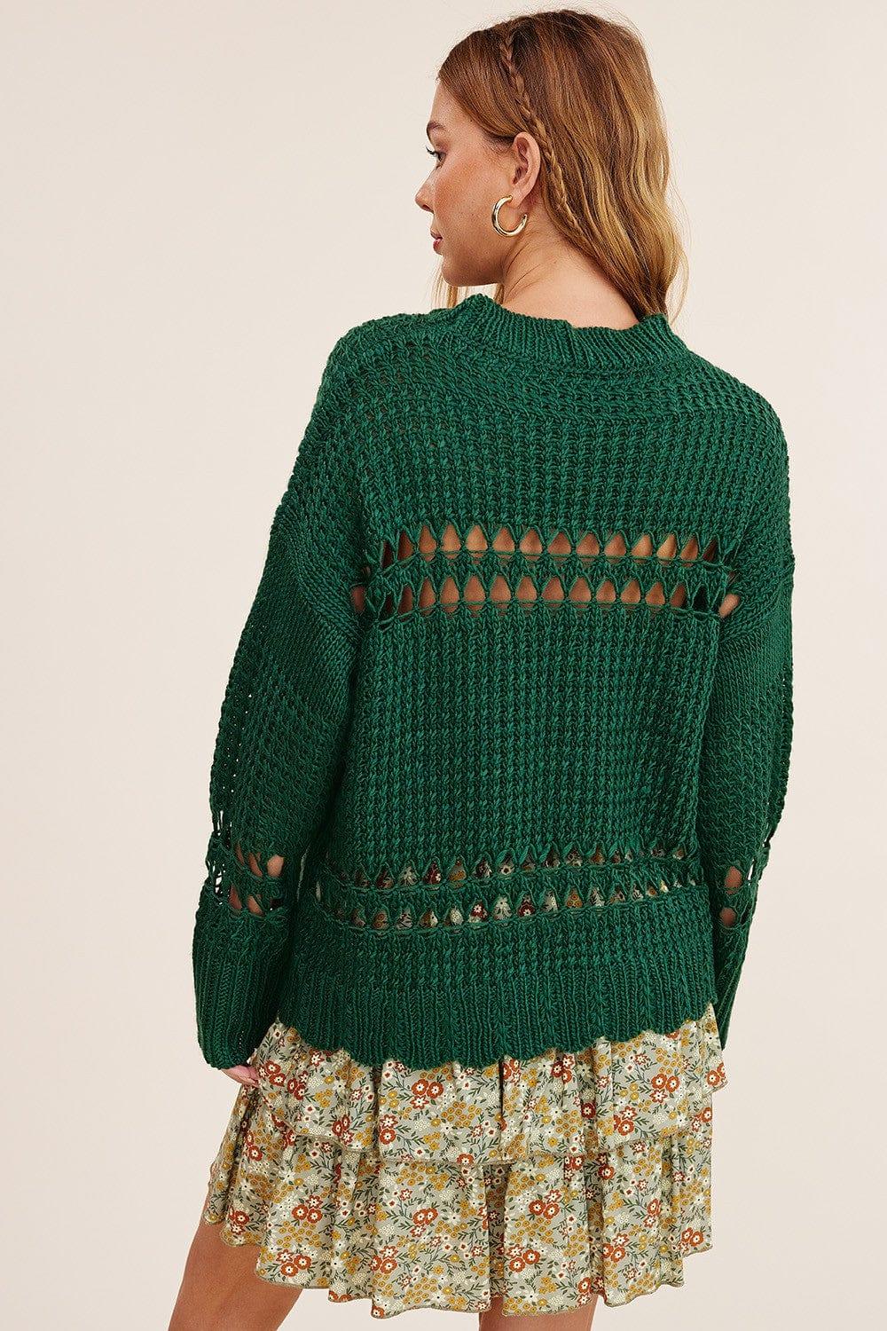 Light weight knit pull over sweater in Green - Esme and Elodie