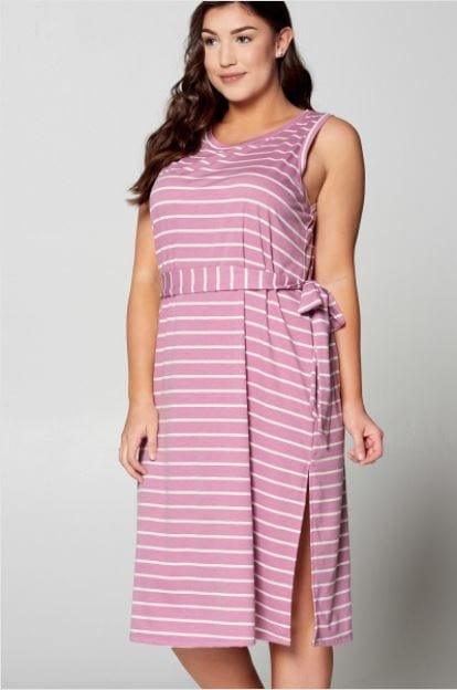 Lilac Fields- plus size womens terry stripe dress - Esme and Elodie