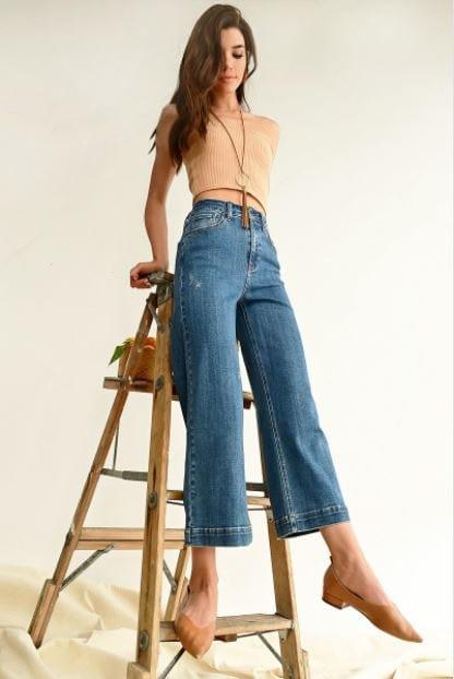 Lizzie- high rise ankle wide leg jeans - Esme and Elodie
