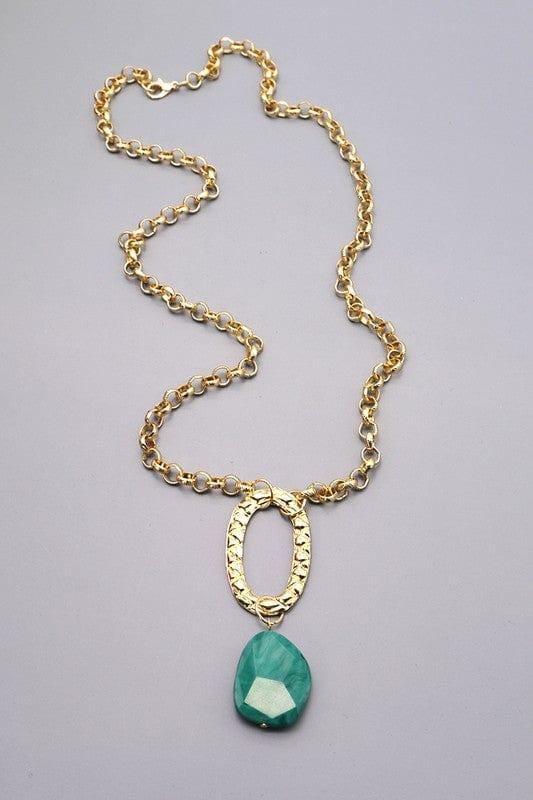 Long circle jade necklace - Esme and Elodie