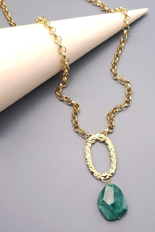 Long circle jade necklace - Esme and Elodie