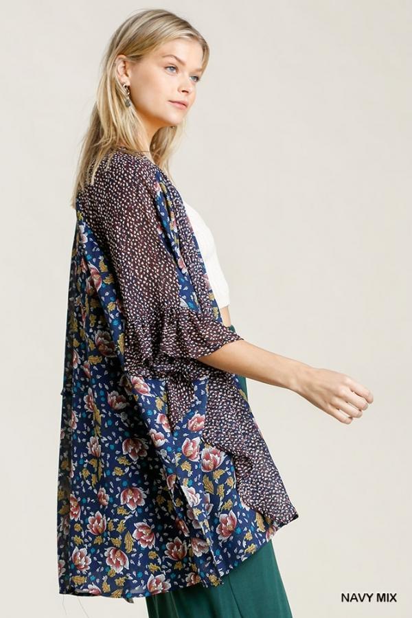 Lori- women floral and animal print drape kimono - Esme and Elodie