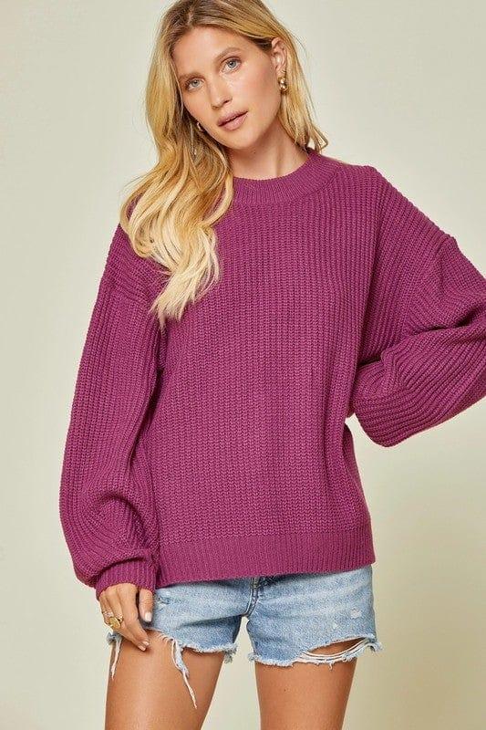 Love of my Life- magenta womens balloon sleeve sweater - Esme and Elodie