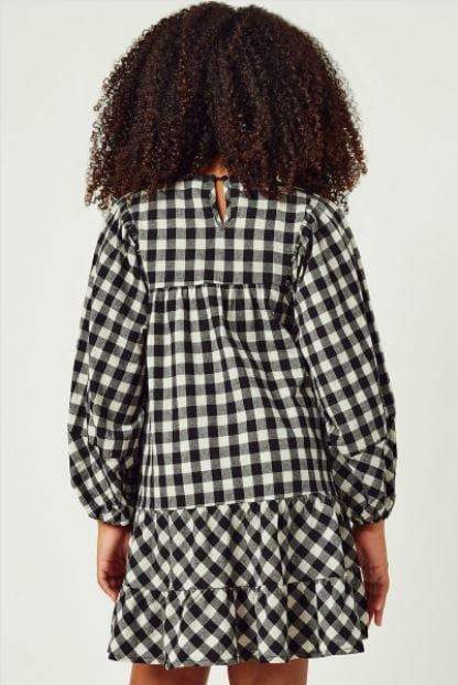 Magnolia Kids- girls puff sleeve tie neck gingham dress - Esme and Elodie