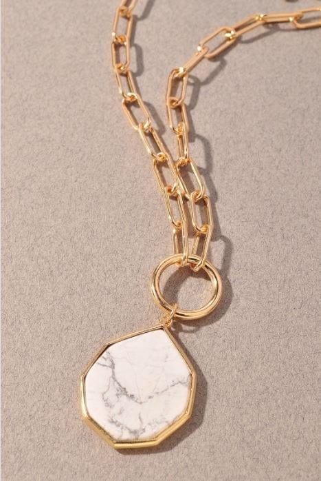Marble- paper clip chain with stone pendant - Esme and Elodie