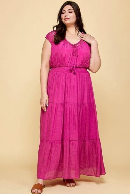 Martini- plus size tier dress with crochet detail - Esme and Elodie