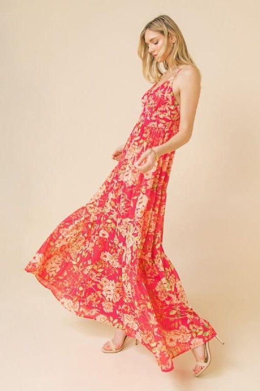 McKenna- womens printed maxi dress with spaghetti straps - Esme and Elodie