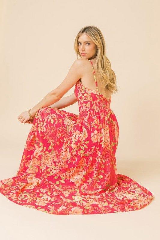 McKenna- womens printed maxi dress with spaghetti straps - Esme and Elodie
