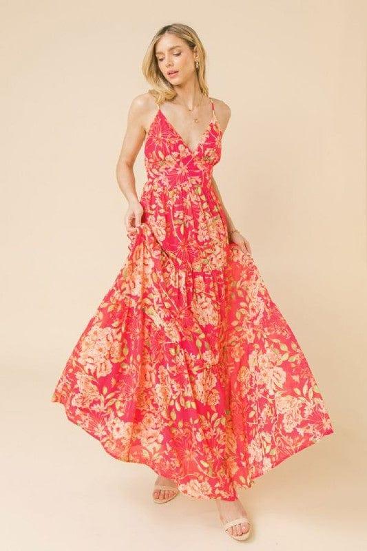 McKenna- womens printed maxi dress with spaghetti straps - Esme and Elodie