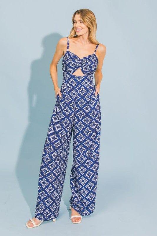 Mediterranean Sea- womens printed woven jumpsuit - Esme and Elodie