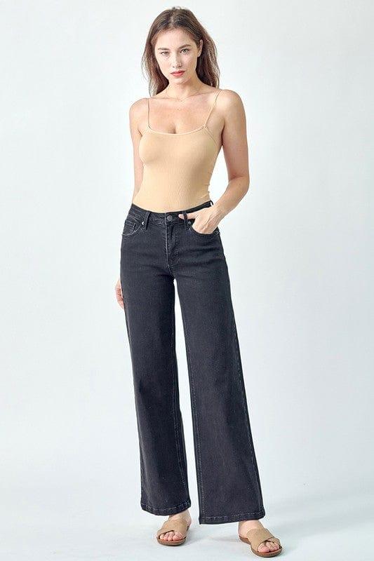 Women's Mid Rise Wife Leg Jeans in black - Esme and Elodie