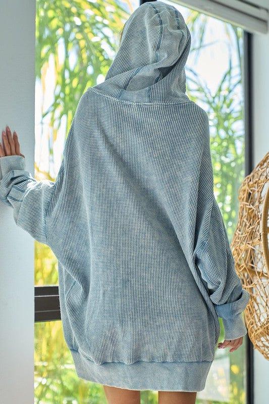 Women's Mineral Washed Hoodie in light denim - Esme and Elodie