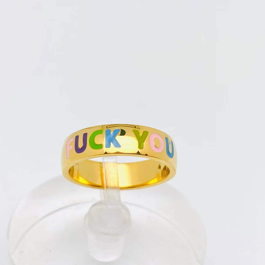 Mio Queena - "Fuck You" Ring Colored Enamel Flower Mushroom Ring - Esme and Elodie