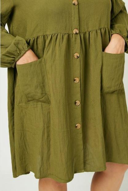 Mochi- plus size linen blend button down dress - Esme and Elodie