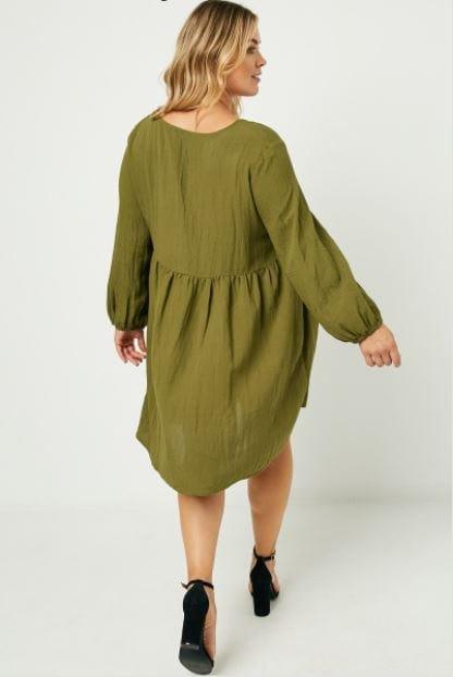 Mochi- plus size linen blend button down dress - Esme and Elodie