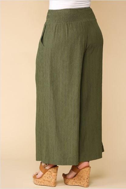 Monae- Wide Leg Pleated Waist Band Pants with Side Pockets - Esme and Elodie