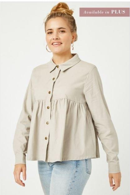 Montana Wild- plus size bone peplum button up - Esme and Elodie
