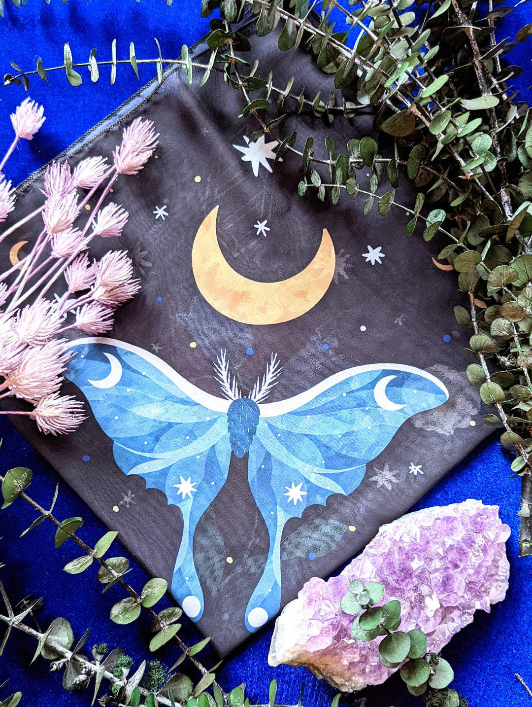 Moon Butterfly Scarf - Recycled Chiffon Scarf -  Altar Mat - Esme and Elodie
