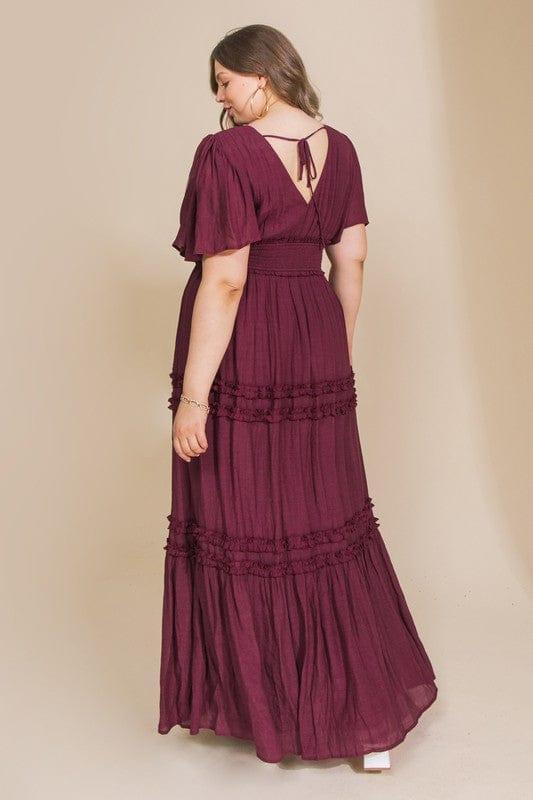 Mulberry Wine plus size solid lace maxi dress - Esme and Elodie