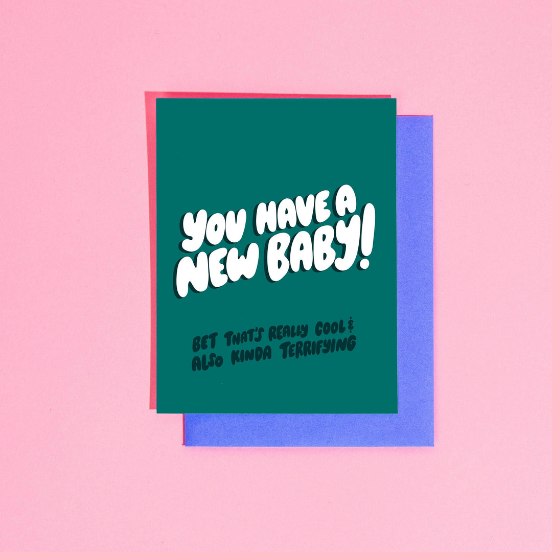 New Baby Cool and Terrifying A2 Greeting Card - Esme and Elodie