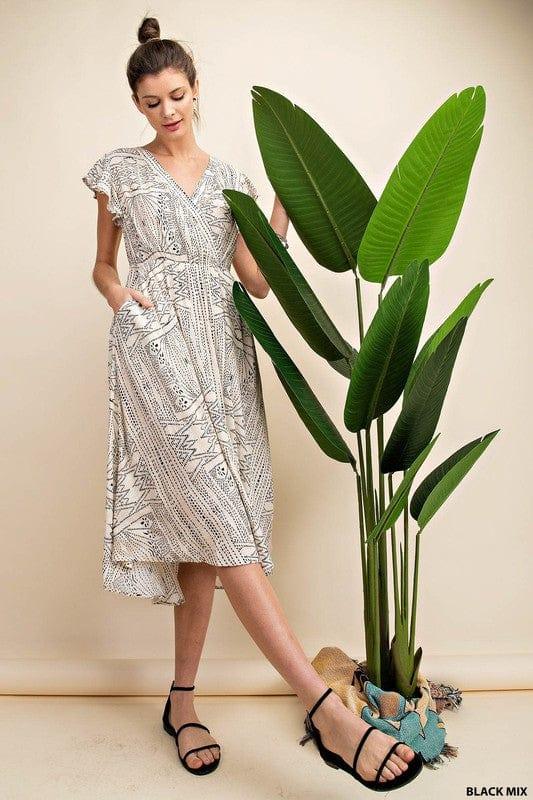 Night Out- womens geometric bohemian print dress - Esme and Elodie
