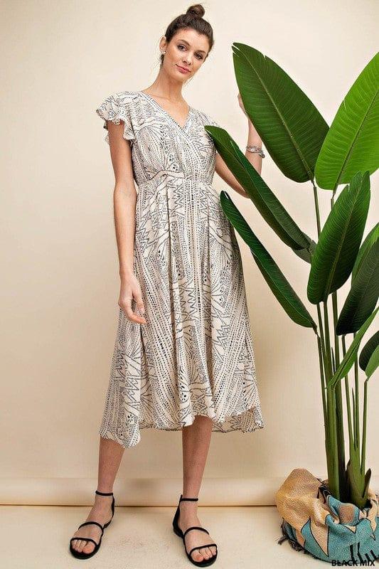 Night Out- womens geometric bohemian print dress - Esme and Elodie