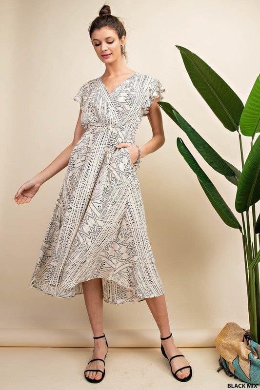 Night Out- womens geometric bohemian print dress - Esme and Elodie