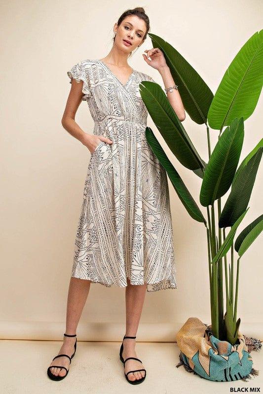 Night Out- womens geometric bohemian print dress - Esme and Elodie