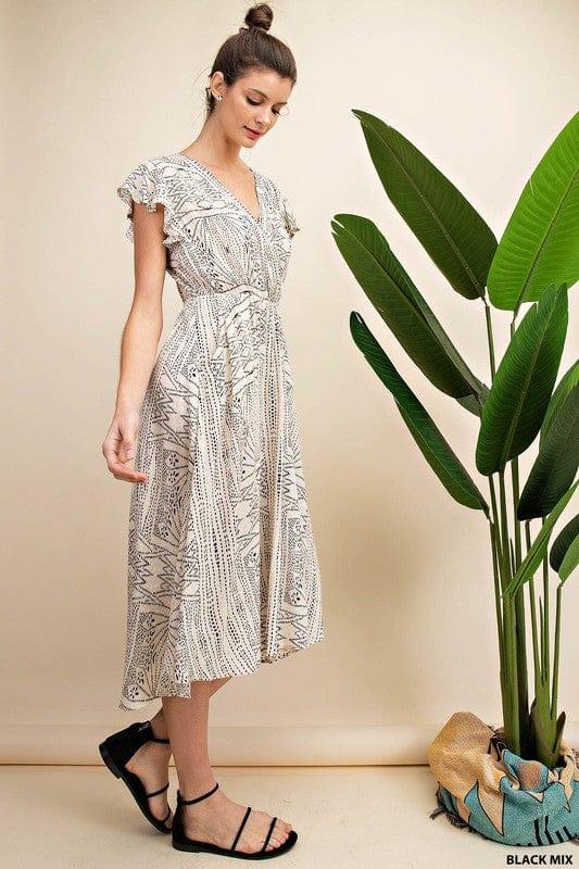 Night Out- womens geometric bohemian print dress - Esme and Elodie