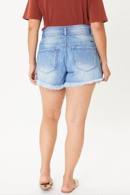 Obi- plus size wide waistband jean shorts - Esme and Elodie