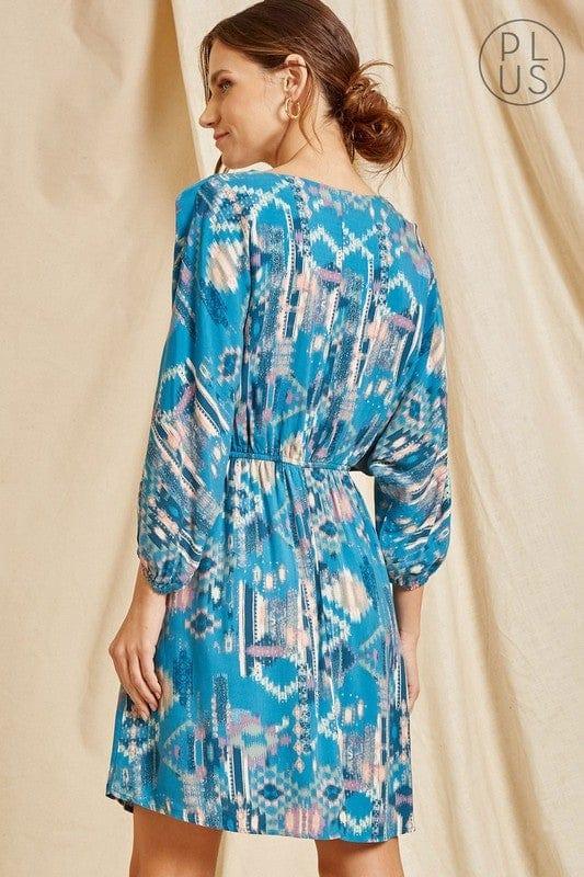 Oceanic- plus size aztec dolman sleeve dress - Esme and Elodie