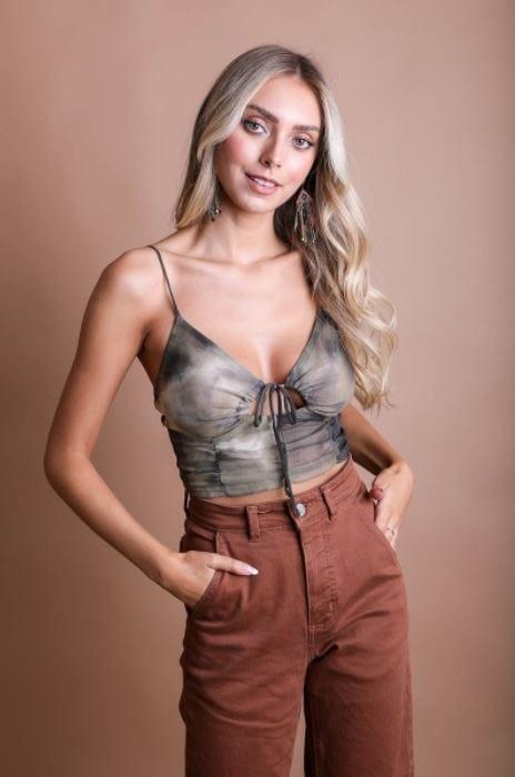 Plus Women's Olive and Black tie bralette - Esme and Elodie