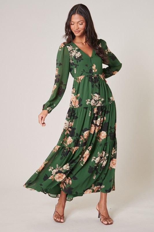 Olive Branch floral long sleeve maxi dress - Esme and Elodie