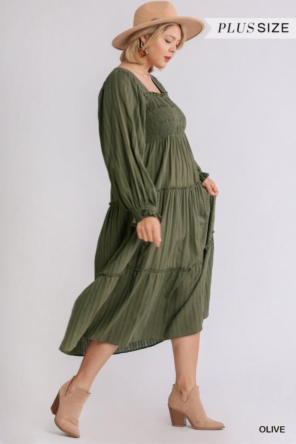Olive You- plus size tiered peasant maxi dress - Esme and Elodie
