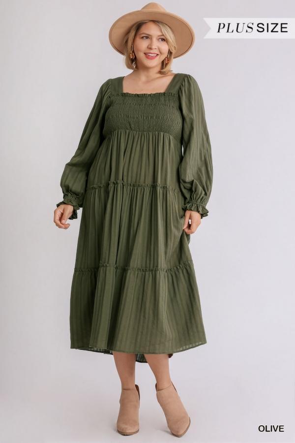 Olive You- plus size tiered peasant maxi dress - Esme and Elodie