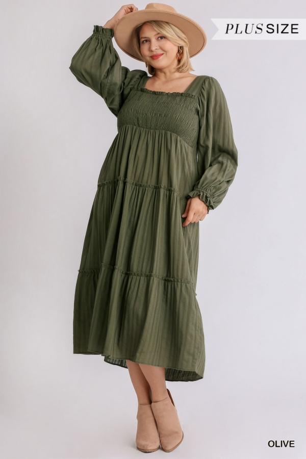 Olive You- plus size tiered peasant maxi dress - Esme and Elodie