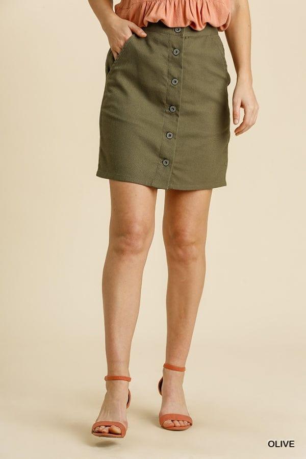 Olive You- womens linen blend mini skirt - Esme and Elodie