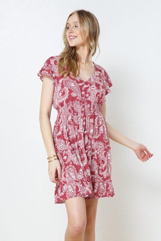 PAISLEY RUFFLE SMOCKED WAIST FLARE DRESS - Esme and Elodie