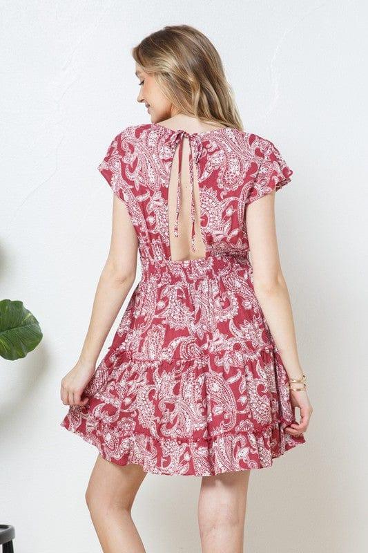 PAISLEY RUFFLE SMOCKED WAIST FLARE DRESS - Esme and Elodie
