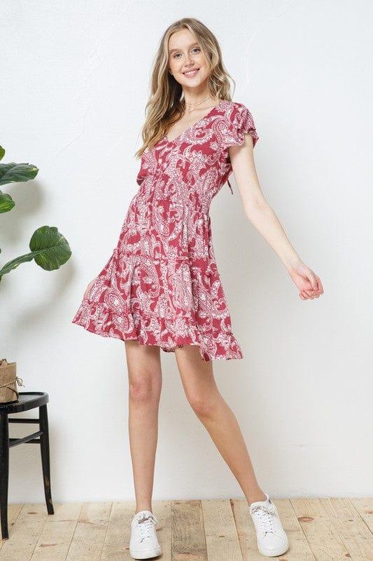 PAISLEY RUFFLE SMOCKED WAIST FLARE DRESS - Esme and Elodie